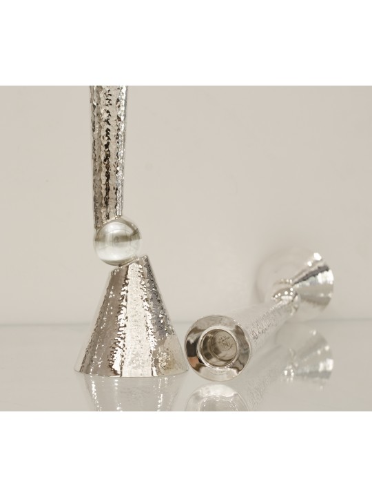 Bougie en argent sterling martelée extra large moderne, bougie extra large