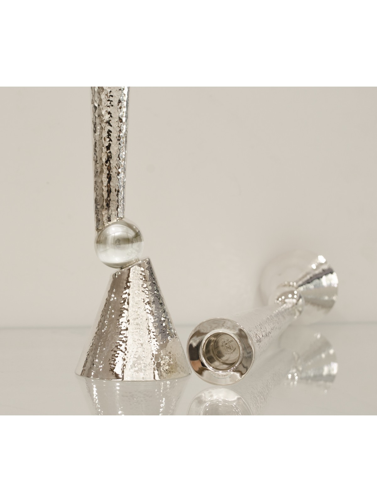 Bougie en argent sterling martelée extra large moderne, bougie extra large