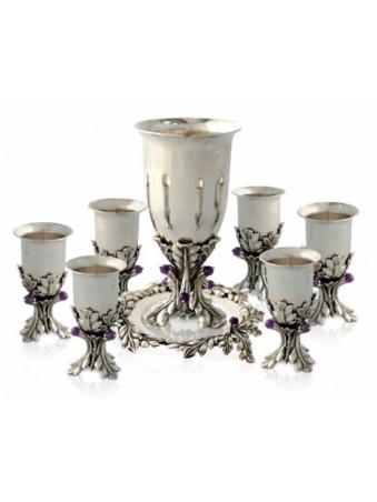 Ensemble de tasses de Kiddouch et d'alcool décorées de feuilles, cadeaux de Pâque,