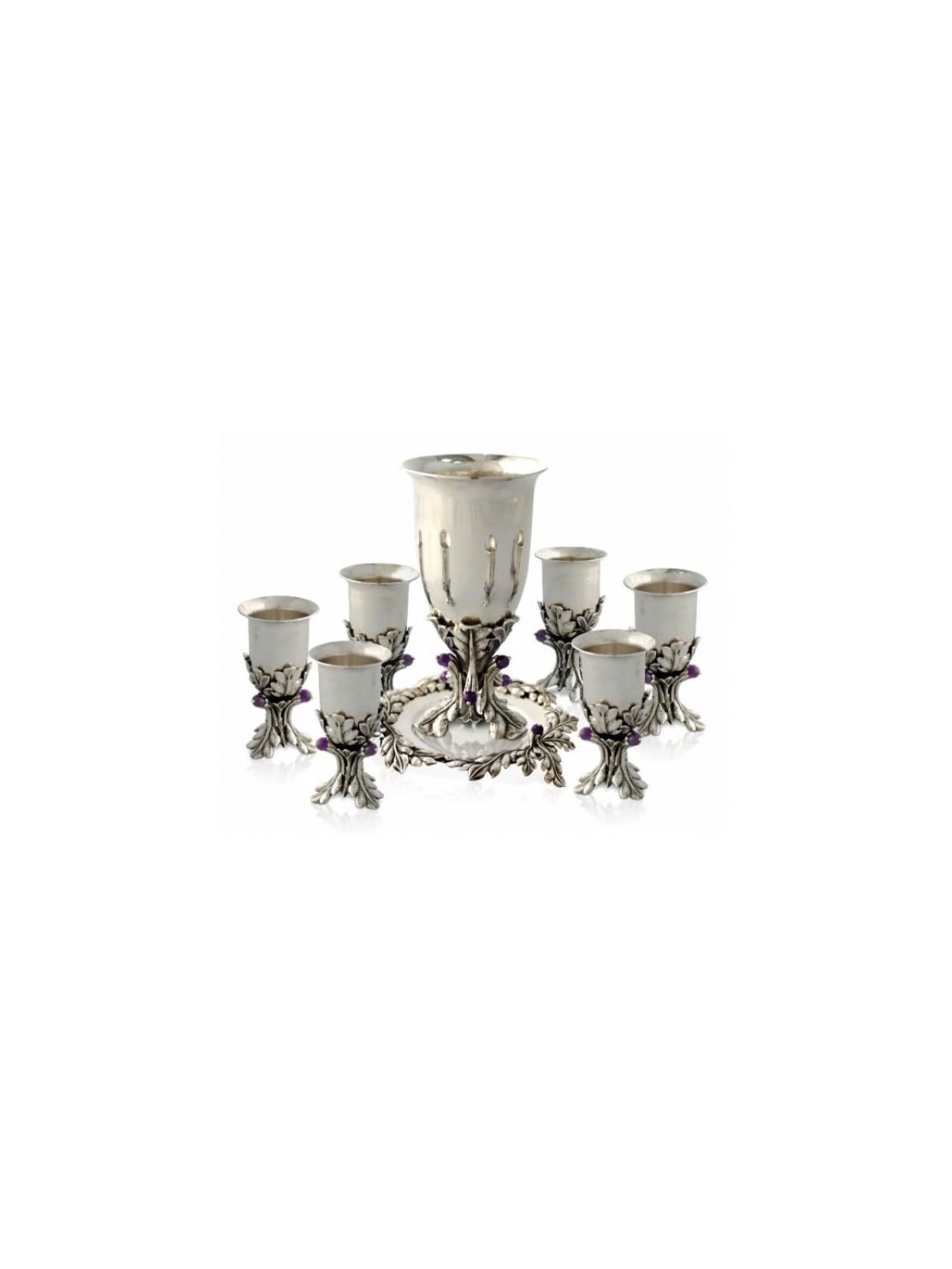 Ensemble de tasses de Kiddouch et d'alcool décorées de feuilles, cadeaux de Pâque,