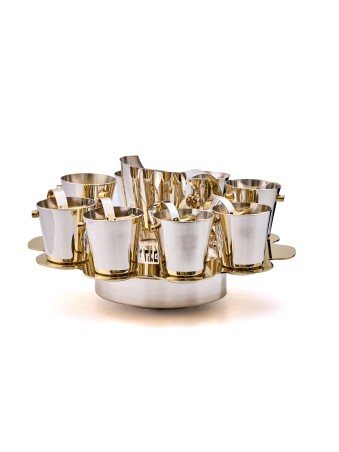Modern Kiddush Goblet and Liqueur Cups Set , Passover Gifts , Israeli