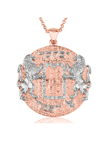 Extra Large Special Lions Ten Commandments Necklac , Add 14K Chain , I
