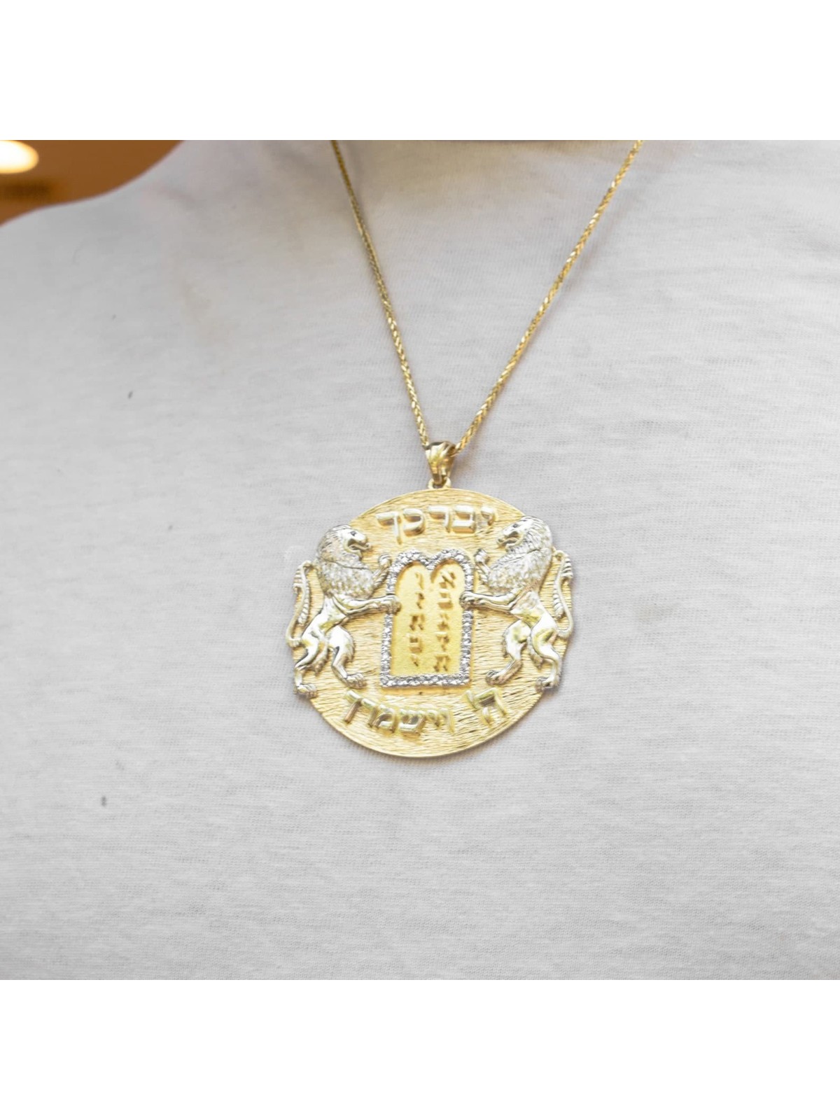 Extra Large Special Lions Dix Commandements Collier , Ajouter une chaîne 14K , I