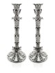 Flower Shape Sterling Silver Candlesticks with Sto , Sterling Silver C