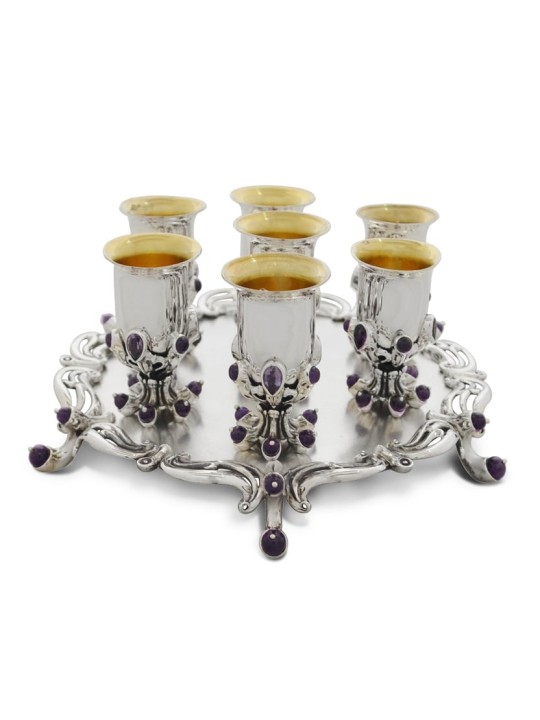 Service à Liqueur Prestigieux en Argent et Pierres d'Améthyste , Cadeaux de Pâque , I