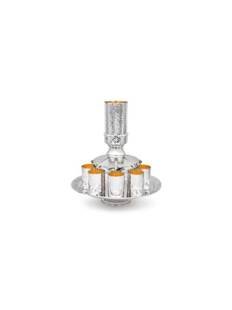 Modern Silver Hammered Finish Wine Fountain for Sh , Kiddush Fountains
