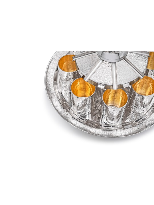 Modern Silver Hammered Finish Wine Fountain for Sh , Kiddush Fountains