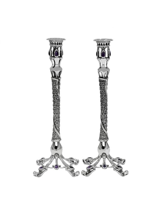 Exclusive Sterling Silver Candlesticks with Shabba , Sterling Silver C