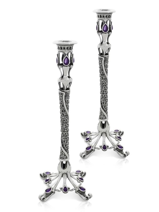 Exclusive Sterling Silver Candlesticks with Shabba , Sterling Silver C
