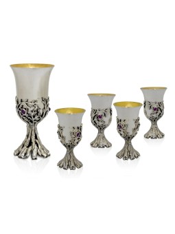 Ensemble d'alcool tige spéciale avec pierres d'améthyste, cadeaux de Pâque, Israël