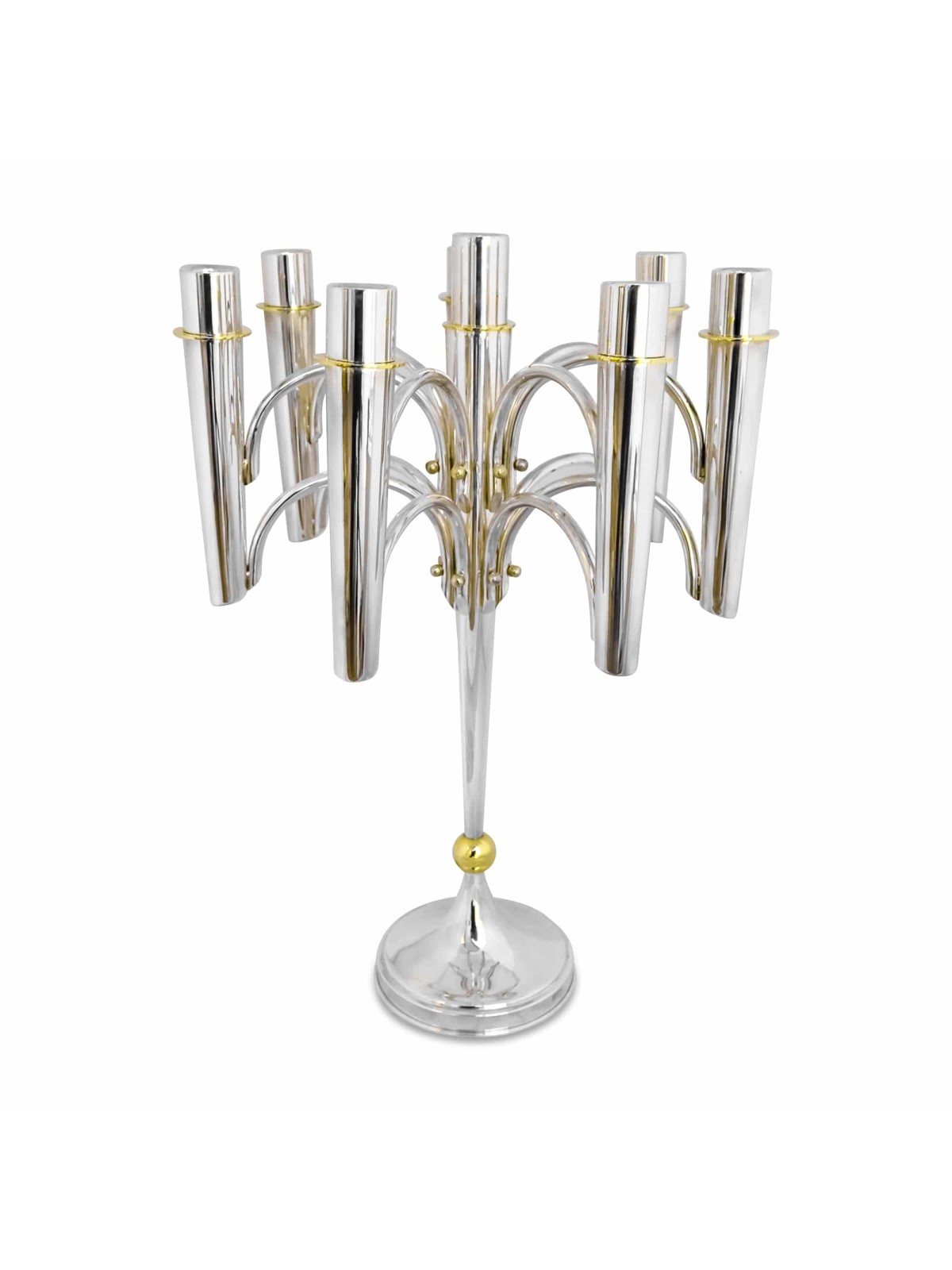 Candélabre contemporain à 7 + 1 bras en argent et cadeaux de Pâque,