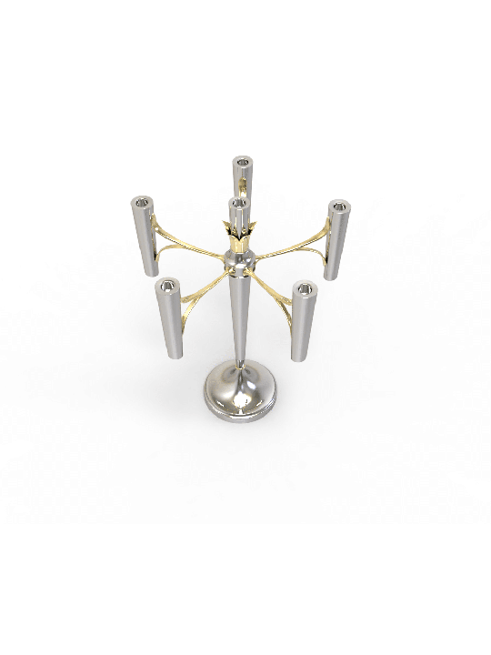 Modern Clean Lines Sterling Silver Candelabra with , Passover Gifts ,