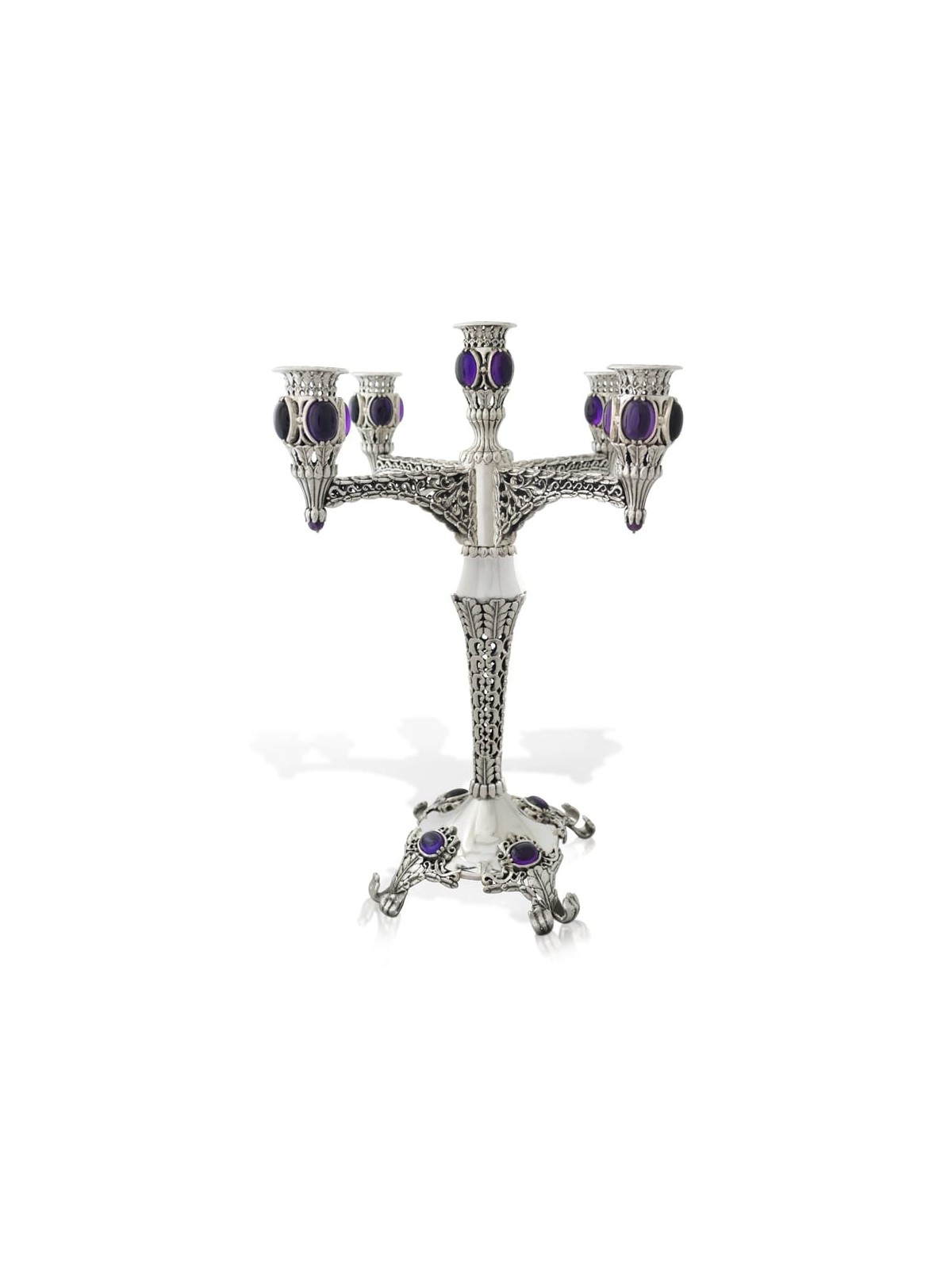 Candélabre juif en argent sterling avec filigrane et cadeaux de Pâque