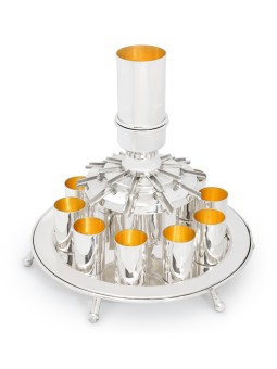 10 Cups Modern Kiddush Fountain Made From Sterling , Kiddush Fountains