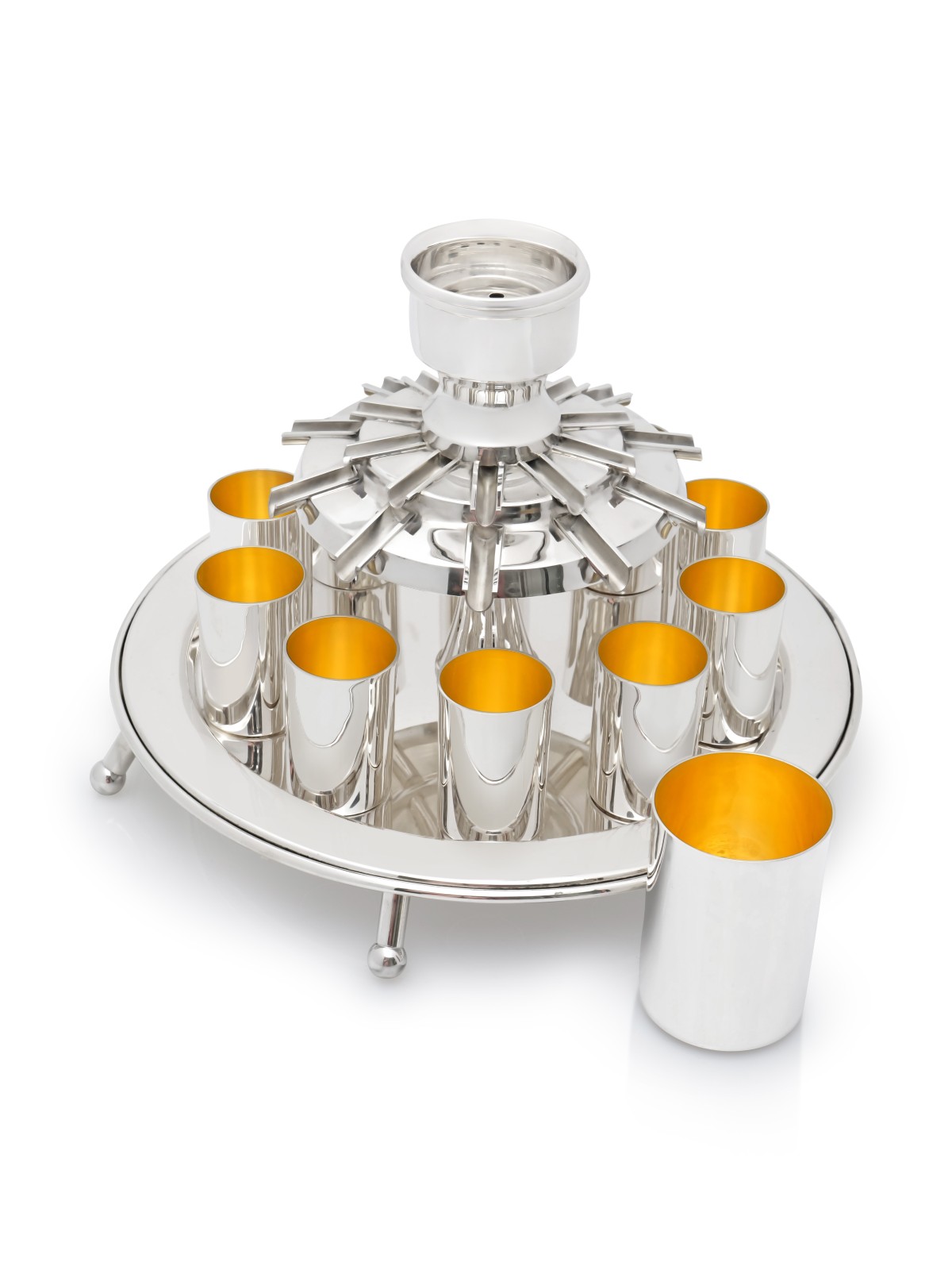 Fontaine moderne de Kiddush de 10 tasses fabriquée à partir de Sterling, fontaines de Kiddush