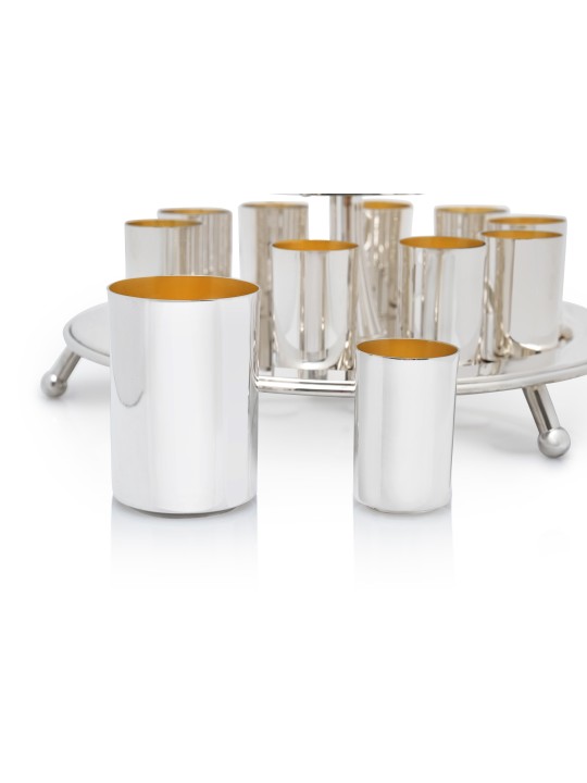 10 Cups Modern Kiddush Fountain Made From Sterling , Kiddush Fountains