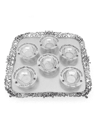 Seder Plat with Natural Amethyst Stones , Passover Gifts , Israeli Jud