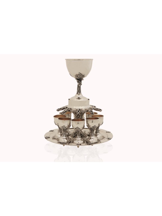 Fontaine à vin en argent sterling inspirée par la nature, fontaines de Kiddouch, est