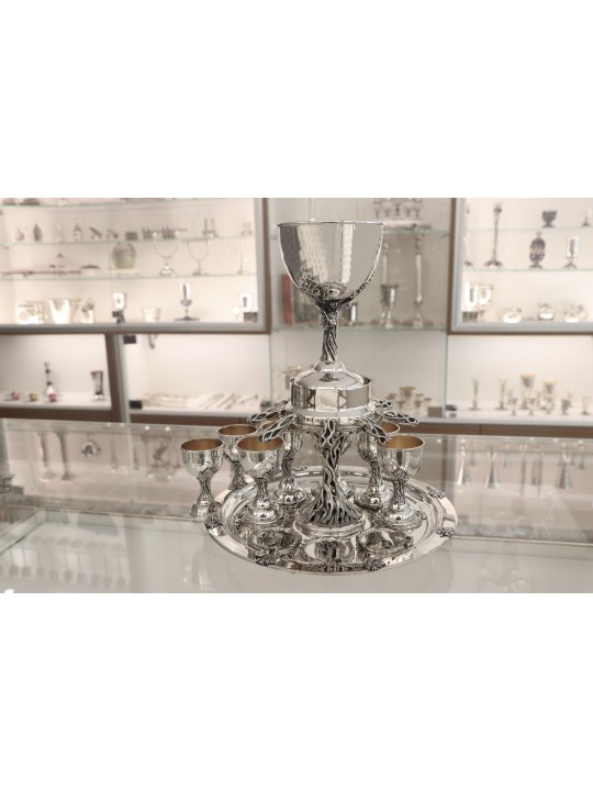 Fontaine à vin en argent sterling inspirée par la nature, fontaines de Kiddouch, est
