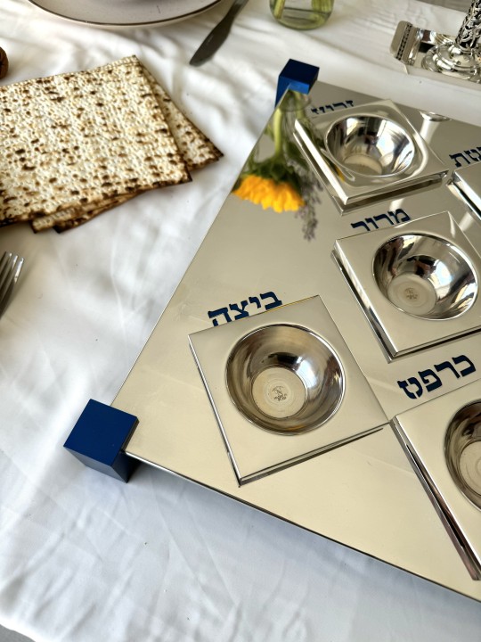Luxurious Square Sterling Silver Seder Plate in Mo , Passover Gifts ,