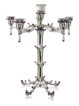 Candélabre inhabituel en argent sterling à 5+1 bras avec A, cadeaux de Pâque,