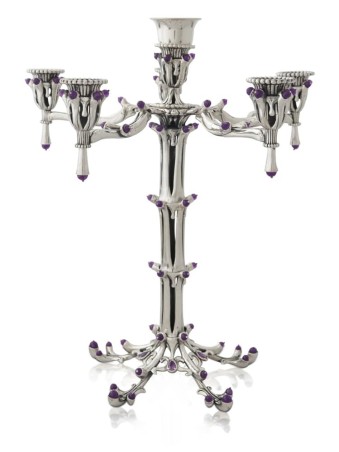 Unusual 5+1 Arms Sterling Silver Candelabra with A , Passover Gifts ,