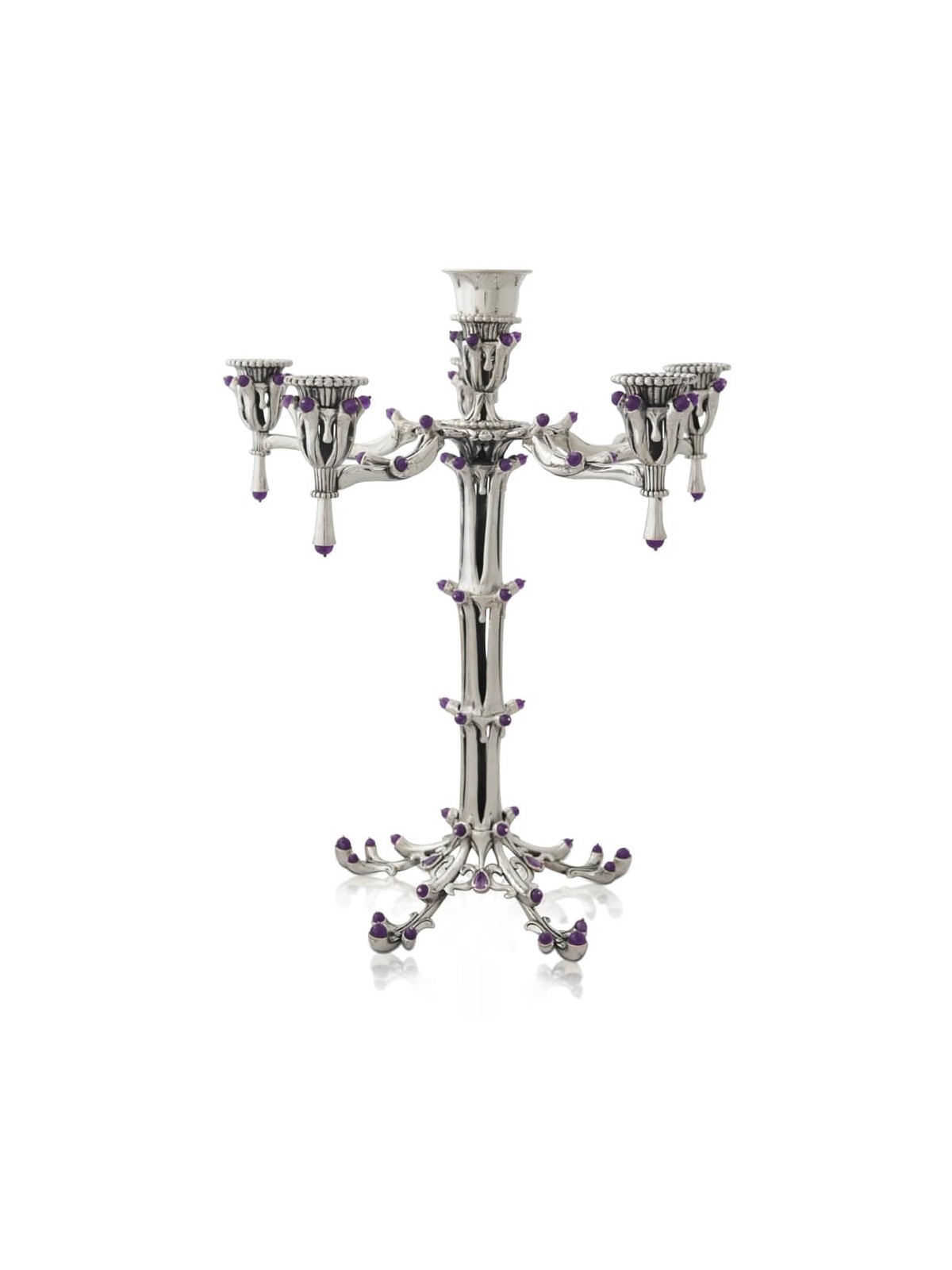 Unusual 5+1 Arms Sterling Silver Candelabra with A , Passover Gifts ,
