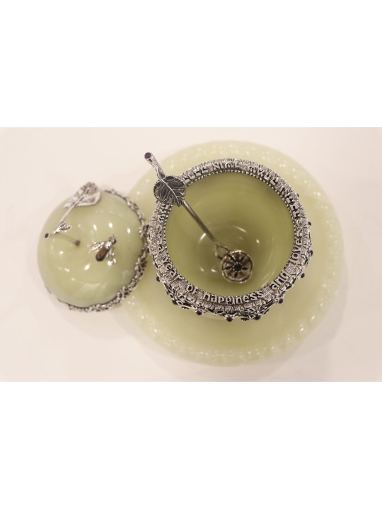 Extra Large Sterling Silver &Onyx Honey Set , Tu B'Av Gifts , Israélien