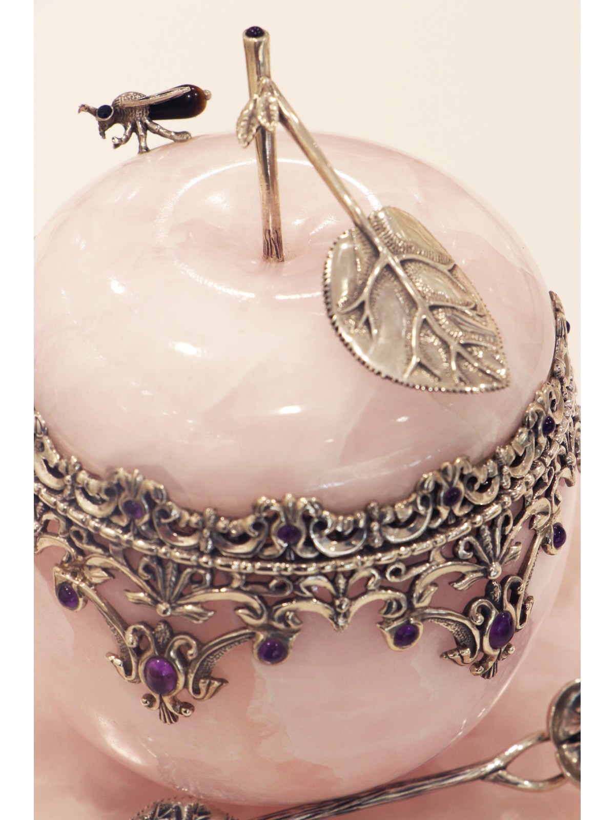 Extra Large Sterling Silver &Onyx Honey Set , Tu B'Av Gifts , Israélien