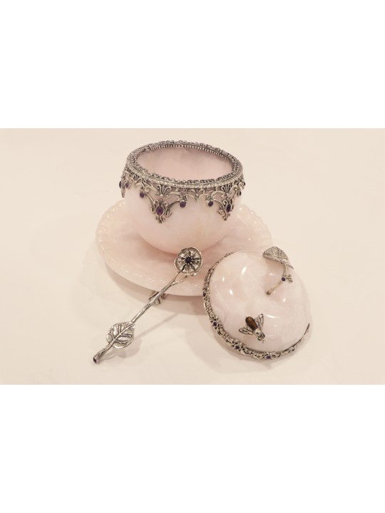 Extra Large Sterling Silver & Onyx Honey Set , Tu B'Av Gifts , Israeli