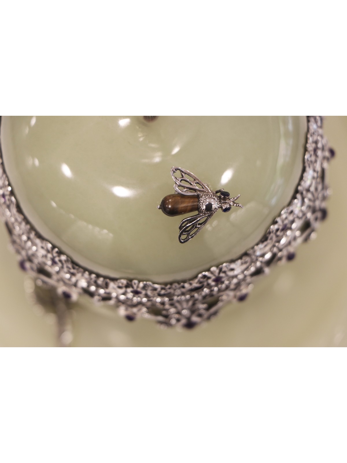 Extra Large Sterling Silver & Onyx Honey Set , Tu B'Av Gifts , Israeli