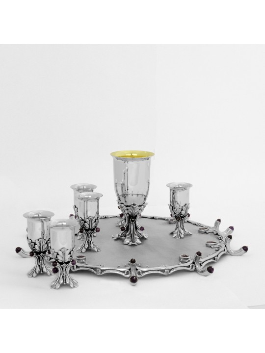 Tasses à liqueur avec pierres d'améthyste semi-précieuses, cadeaux de Pâque, Isr