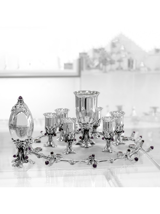 Tasses à liqueur avec pierres d'améthyste semi-précieuses, cadeaux de Pâque, Isr