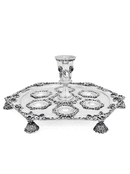 Assiette de Seder hexagonale d'inspiration vintage avec cadeaux naturels de Pâque,