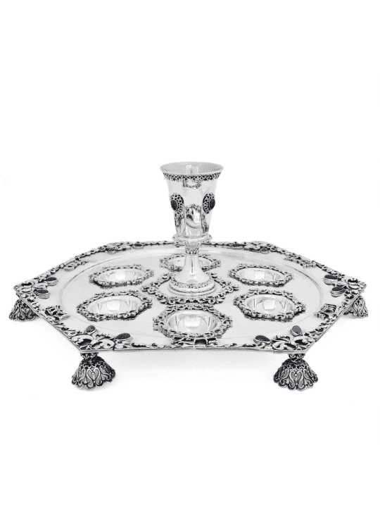 Vintage Inspired Hexagon Seder Plate with Natural  , Passover Gifts ,