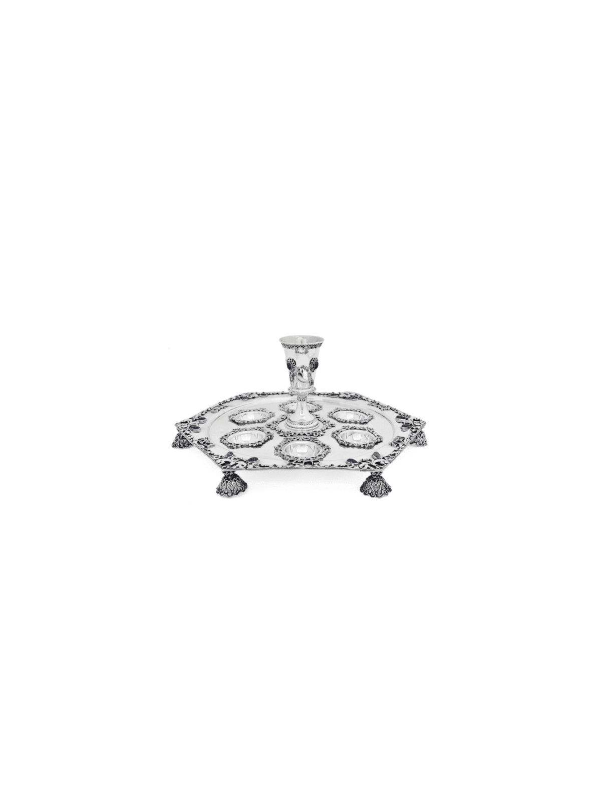 Assiette de Seder hexagonale d'inspiration vintage avec cadeaux naturels de Pâque,