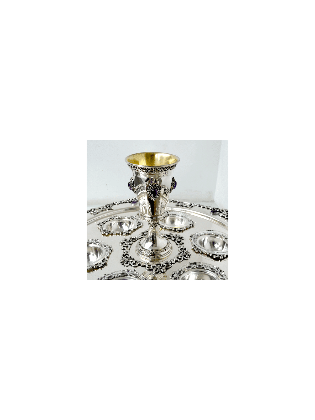 Vintage Inspired Hexagon Seder Plate with Natural  , Passover Gifts ,