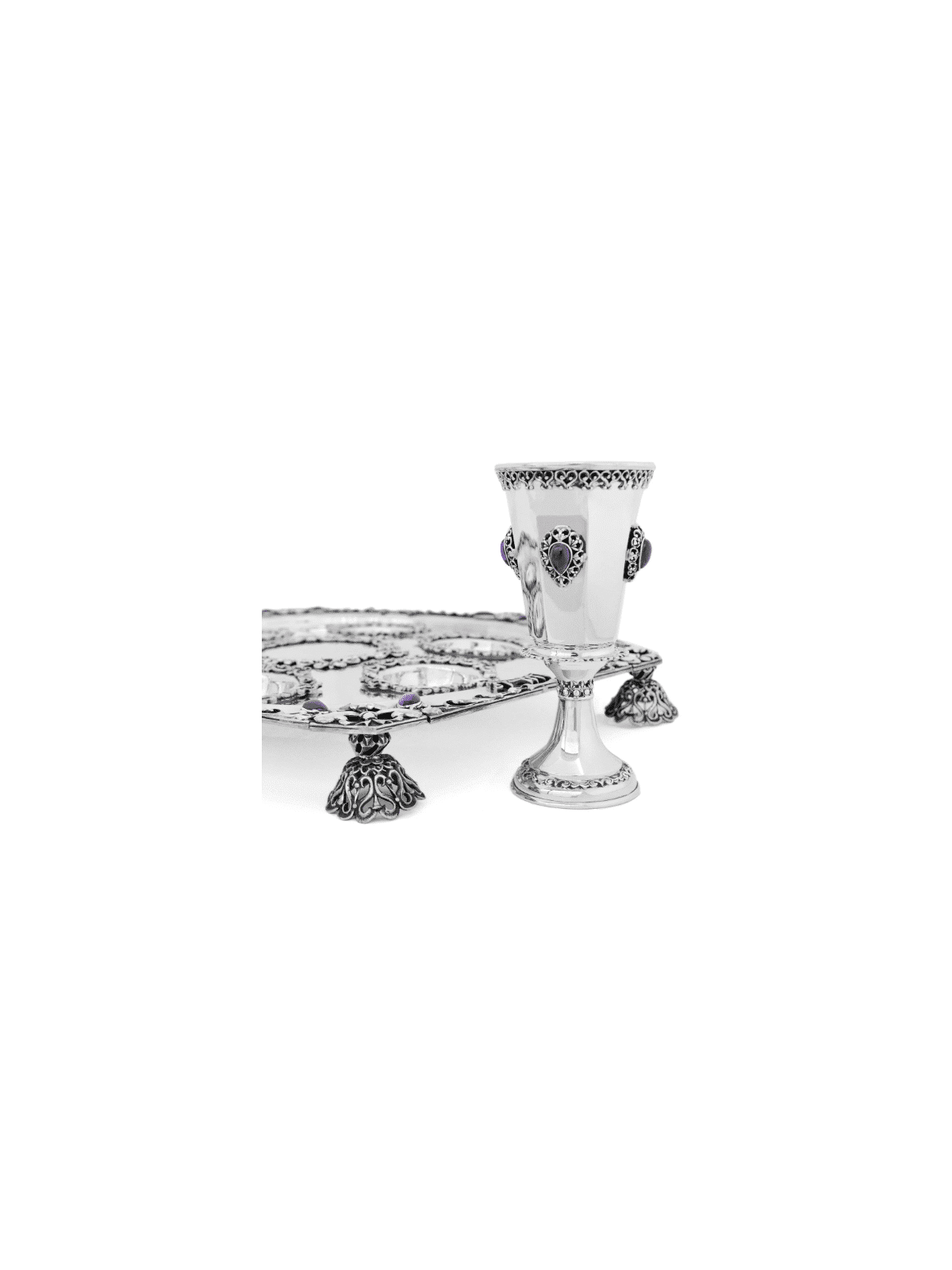 Vintage Inspired Hexagon Seder Plate with Natural  , Passover Gifts ,