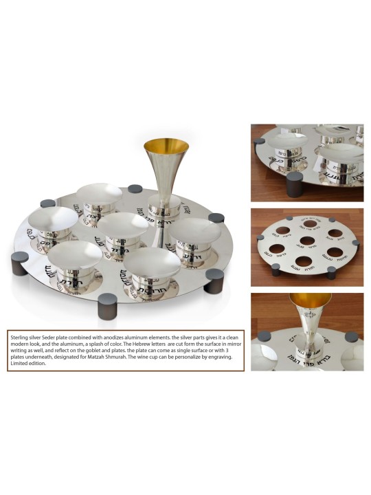 Luxury Large Contemporary Seder Plate Made of Ster , Passover Gifts ,