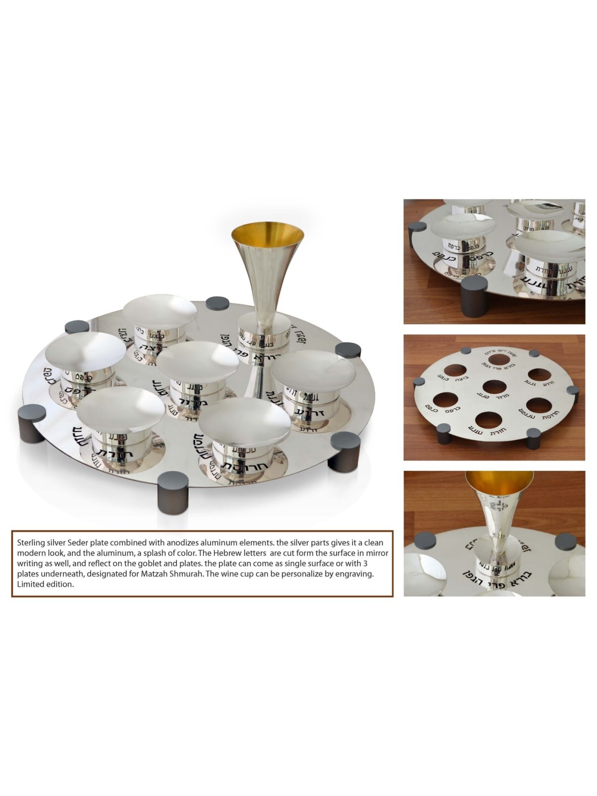 Grande assiette de Seder contemporaine de luxe en Ster, cadeaux de Pâque,