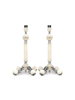 Unique Sterling Silver & White Onyx Stone Candlest , Extra Large Candl