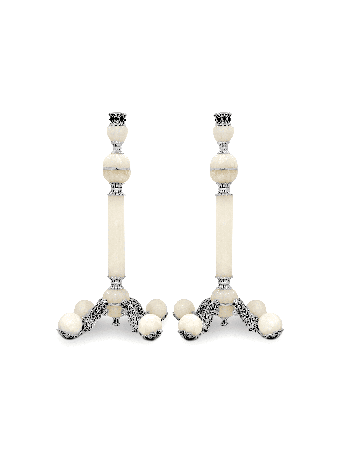 Chandelier unique en argent sterling et pierre d’onyx blanc, bougie extra grande
