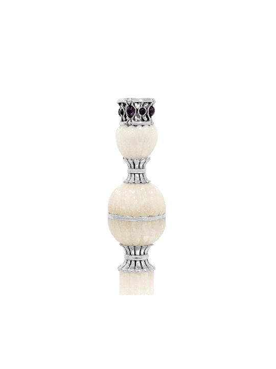 Chandelier unique en argent sterling et pierre d’onyx blanc, bougie extra grande