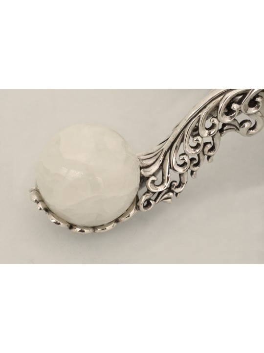 Unique Sterling Silver & White Onyx Stone Candlest , Extra Large Candl