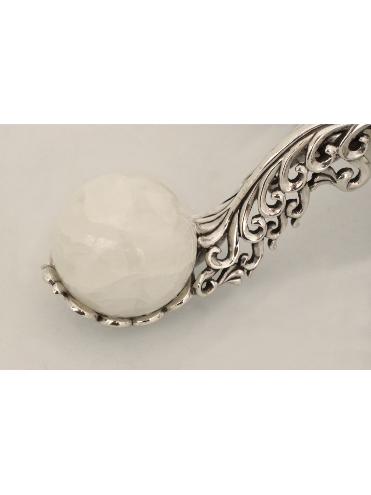 Chandelier unique en argent sterling et pierre d’onyx blanc, bougie extra grande