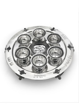 Big Handmade Pure Silver Filigree Passover Plate w , Passover Gifts ,