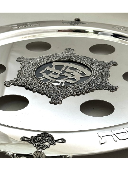 Grande plaque de Pâque en filigrane d’argent pur faite à la main avec cadeaux de Pâque,
