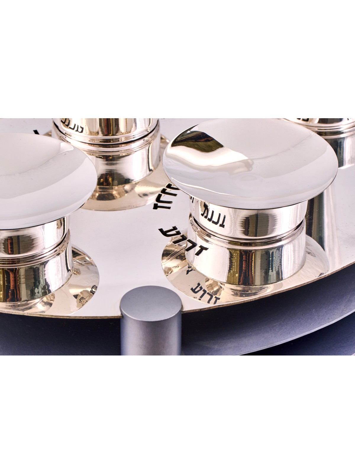 Extraordinary Modern Large Passover Plate with Thr , Aluminum Seder Pl