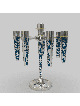 Blue 7+1 Arms Silver Candelabra Leaf Cut Out Desig , Passover Gifts ,