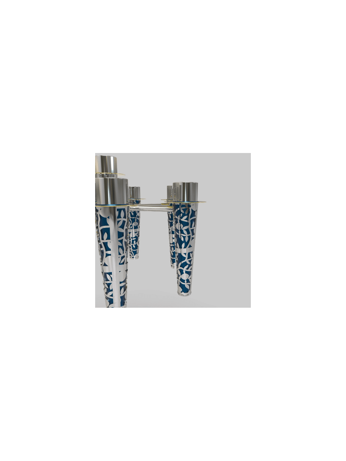 Feuille de candélabre en argent bleu à 7 + 1 bras découpée, cadeaux de Pâque,